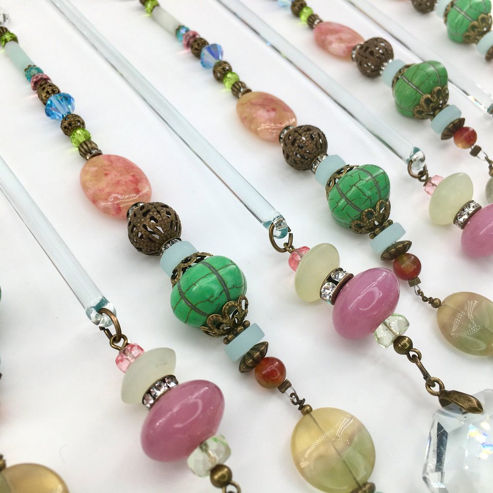 Unique, Crystal Curtain Hanging, Crystal Sun Catcher, Gemstones, Handmade Beaded Curtain, Window Decor, Garden, Home, Gift, 2 Dirty Birds