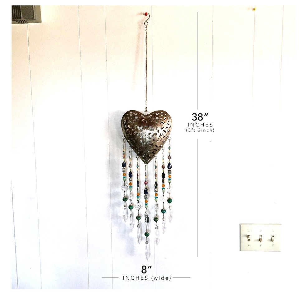 Beaded Lantern Chandelier, Heart-Shaped Handcrafted Light Fixture, Romantic Home Decor, Unique Wedding Gift, 2 Dirty Birds Boutique