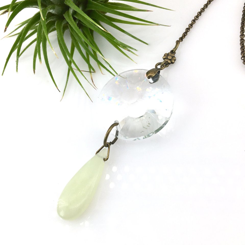 Boho Crystal Sun Catcher with Jade Drop - Rainbow Maker