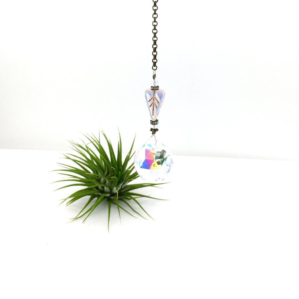 Crystal Heart Sun Catcher: Rainbow Prism with Austrian & Czech Crystal Beads