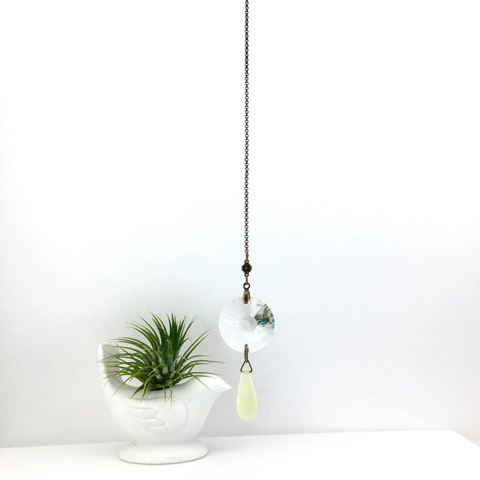 Boho Crystal Sun Catcher with Jade Drop - Rainbow Maker
