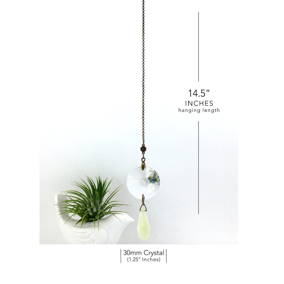 Boho Crystal Sun Catcher with Jade Drop - Rainbow Maker