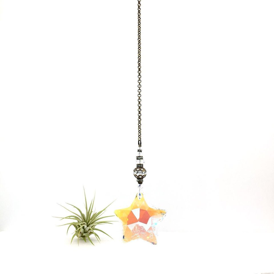Crystal Star Sun Catcher: Austrian & Czech Beads, Artisan Made
