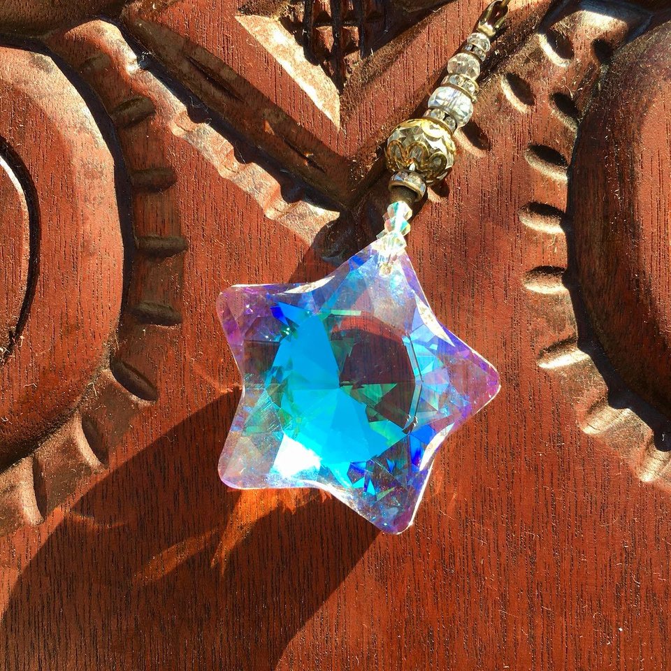 Crystal Star Sun Catcher: Austrian & Czech Beads, Artisan Made