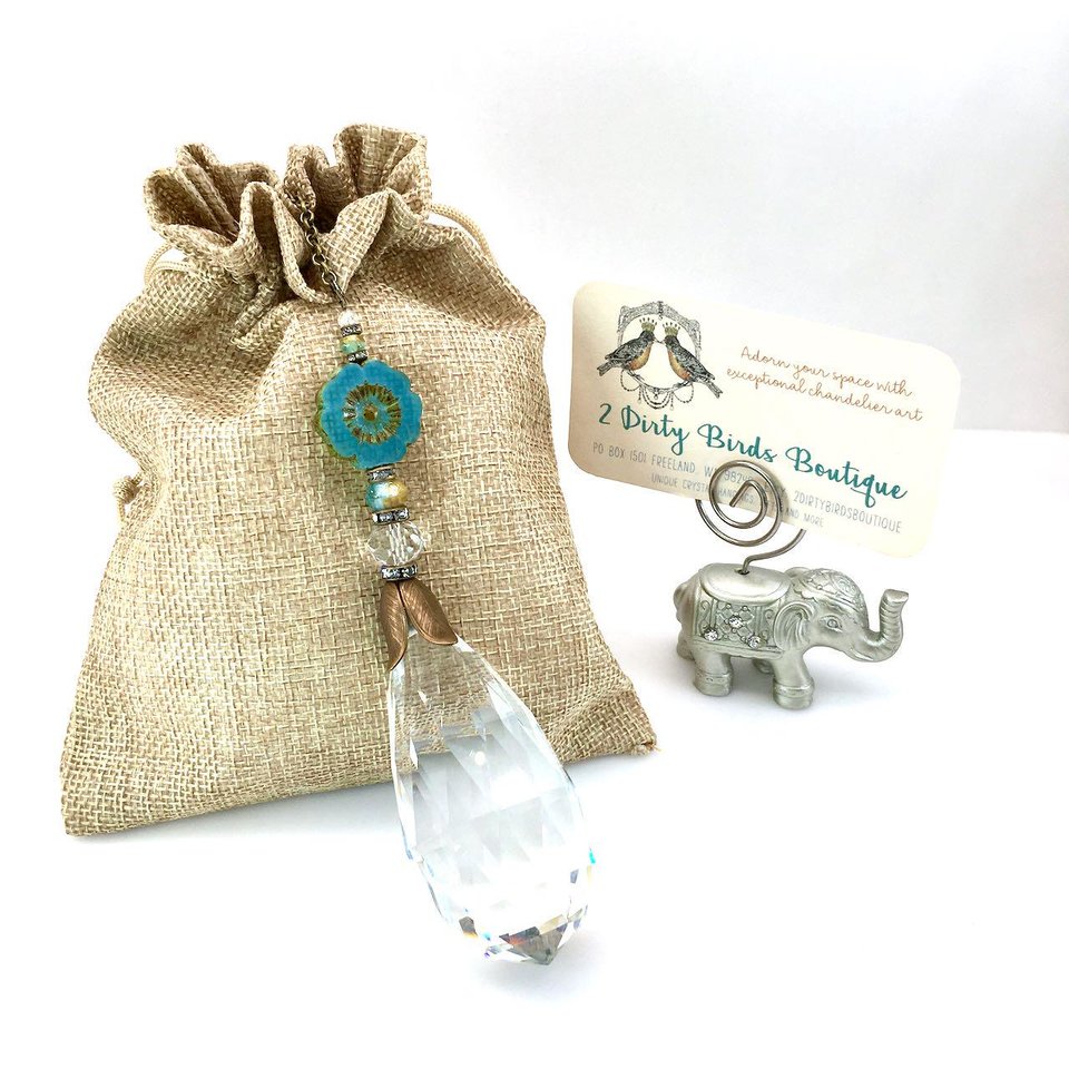 Crystal Sun Catcher: Rainbow Prism with Austrian & Czech Glass Beads