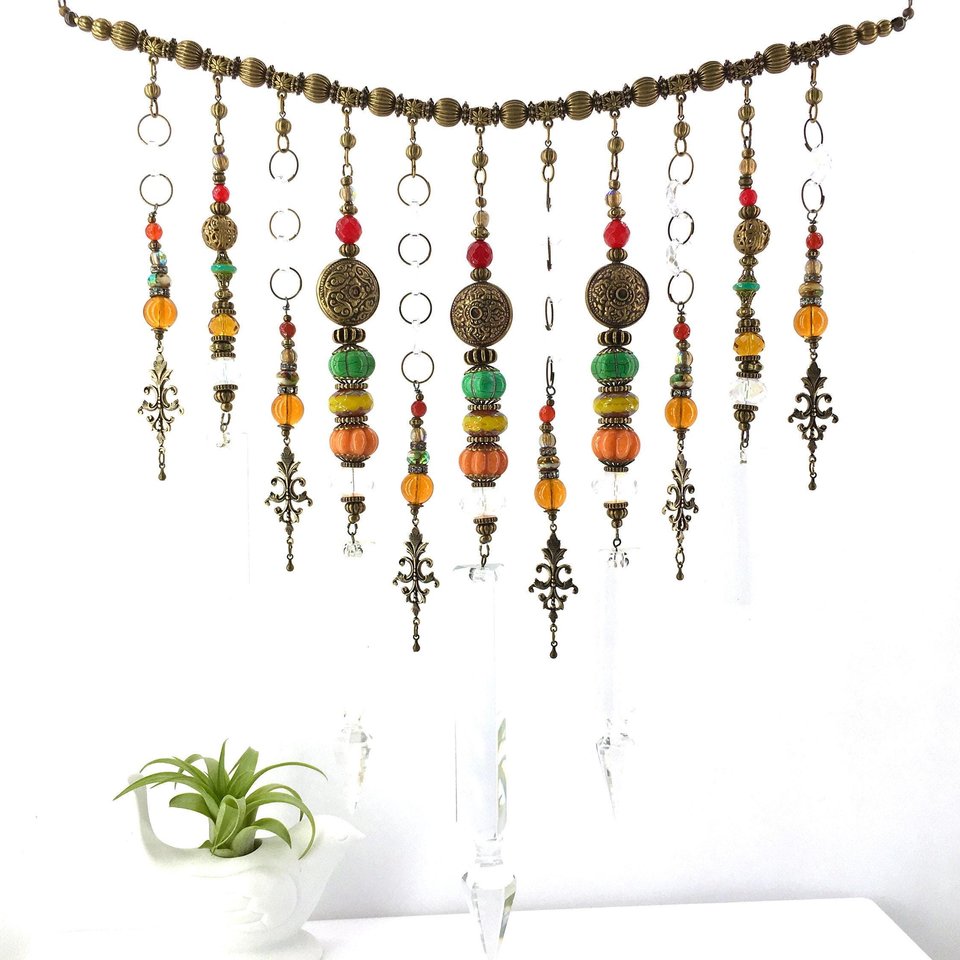 Unique Handmade Beaded Crystal Curtain: Vintage and New Prism for Window or Garden