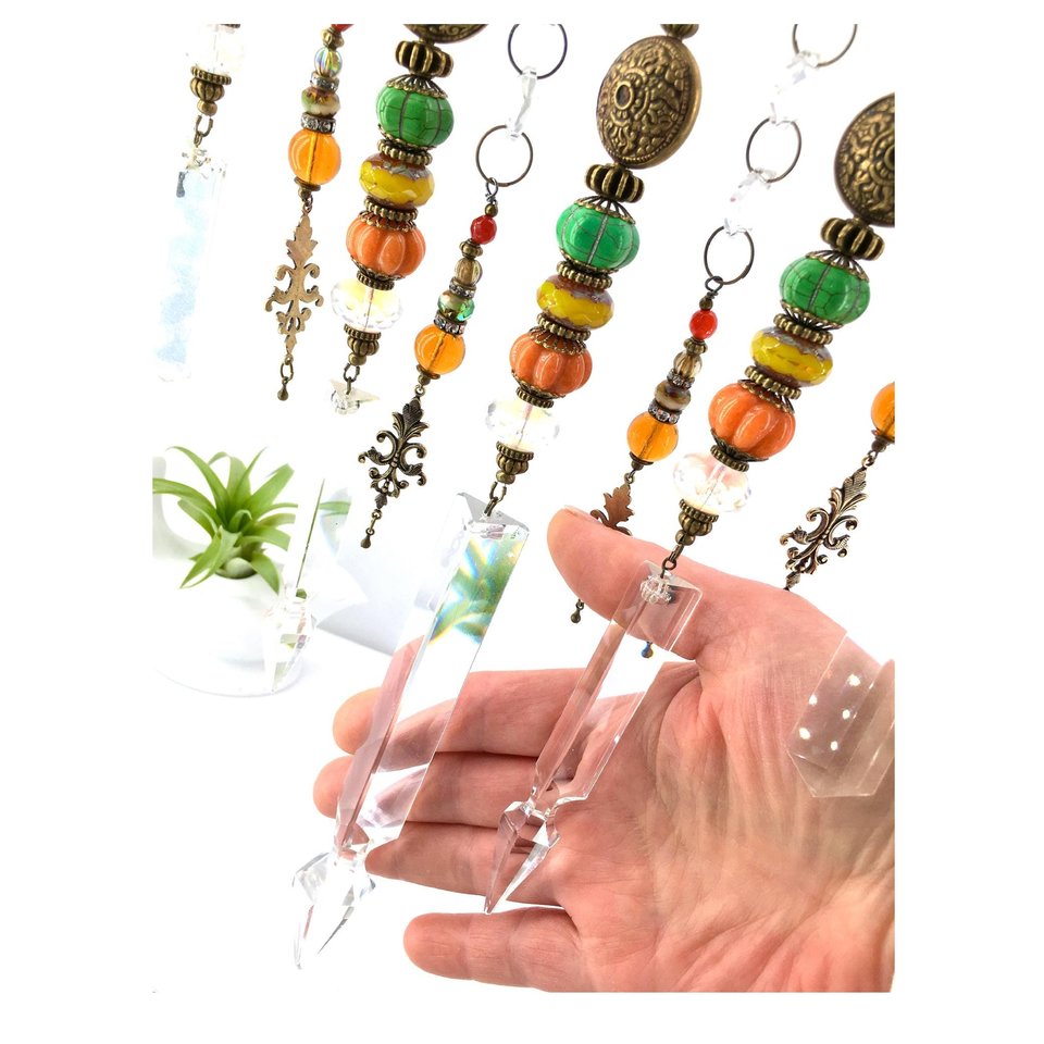 Unique Handmade Beaded Crystal Curtain: Vintage and New Prism for Window or Garden