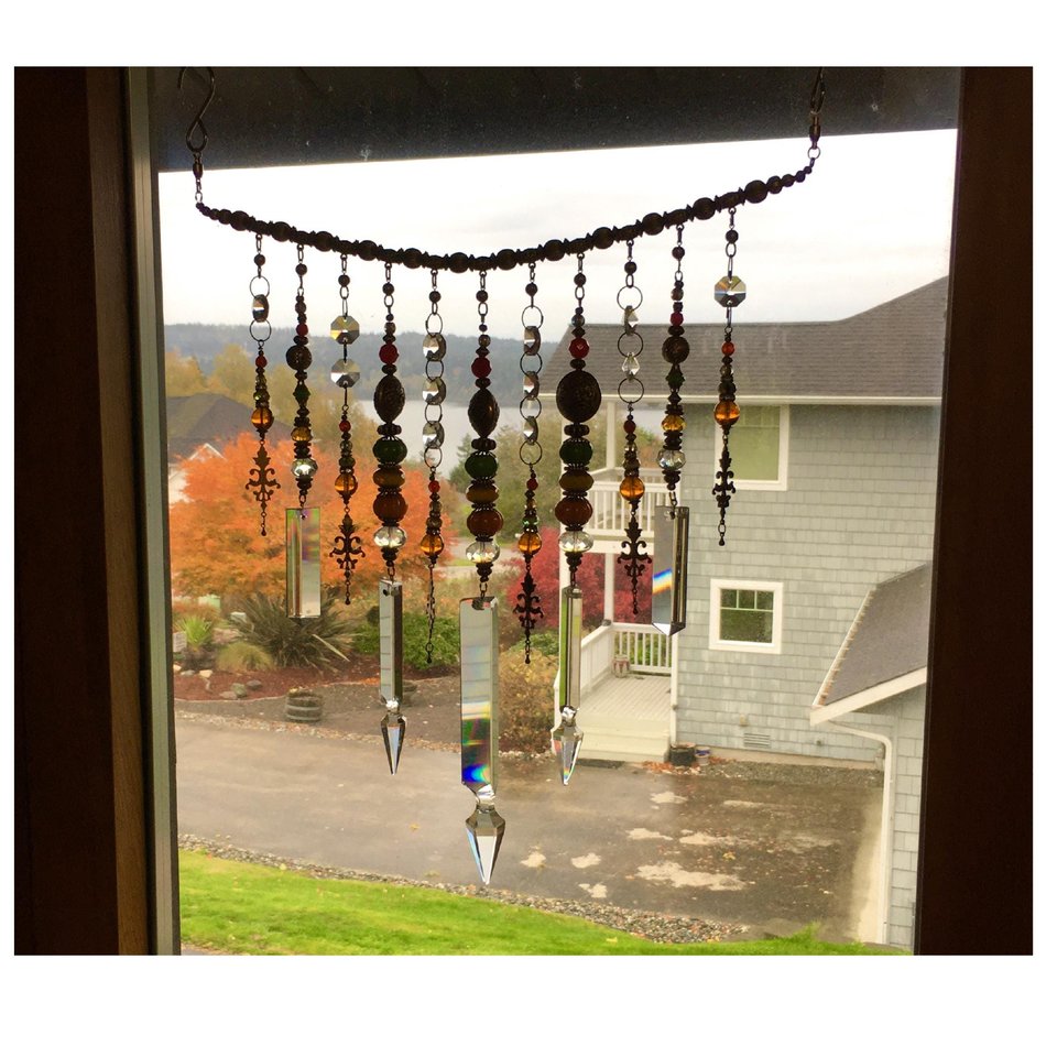 Unique Handmade Beaded Crystal Curtain: Vintage and New Prism for Window or Garden