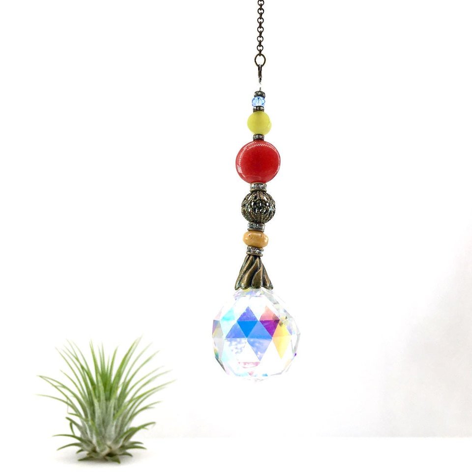 Various Gemstones Crystal Sun Catcher: 30mm AB Rainbow Prism Window Garden Decor