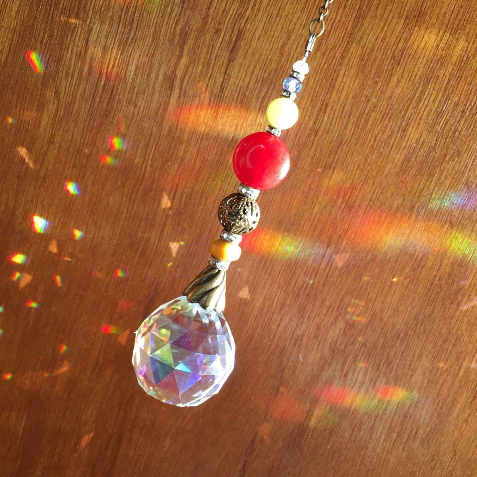 Various Gemstones Crystal Sun Catcher: 30mm AB Rainbow Prism Window Garden Decor