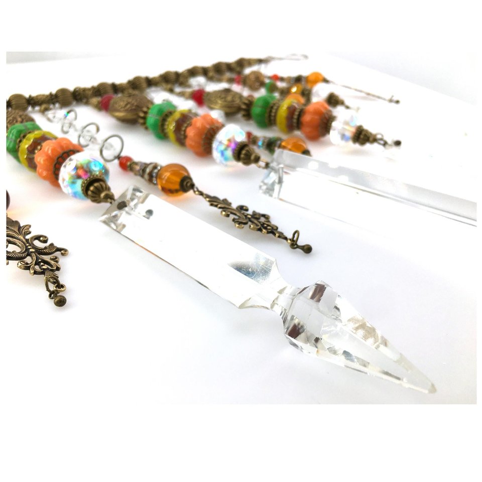 Unique Handmade Beaded Crystal Curtain: Vintage and New Prism for Window or Garden