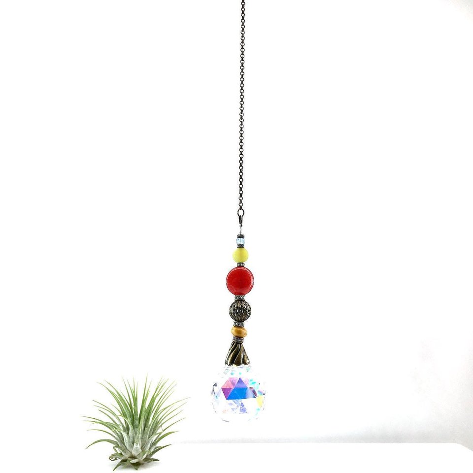 Various Gemstones Crystal Sun Catcher: 30mm AB Rainbow Prism Window Garden Decor