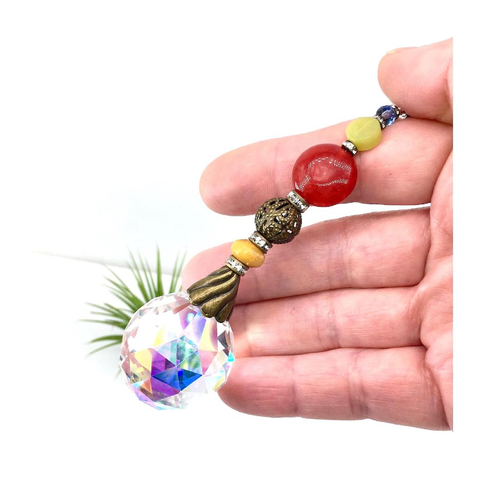 Various Gemstones Crystal Sun Catcher: 30mm AB Rainbow Prism Window Garden Decor