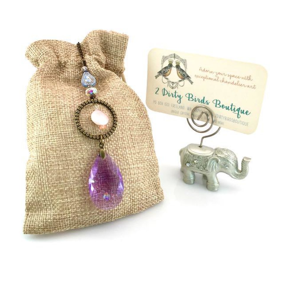 Purple Sun Catcher: Asfour Crystal, Keshi Pearl & Czech Beads