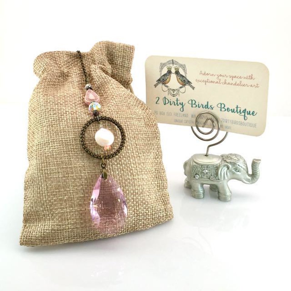 Pink Sun Catcher: Asfour Crystal, Keshi Pearl & Czech Beads