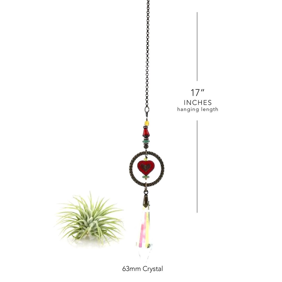 Boho Heart Crystal Sun Catcher: Window & Garden Decor, Asfour, Czech Beads