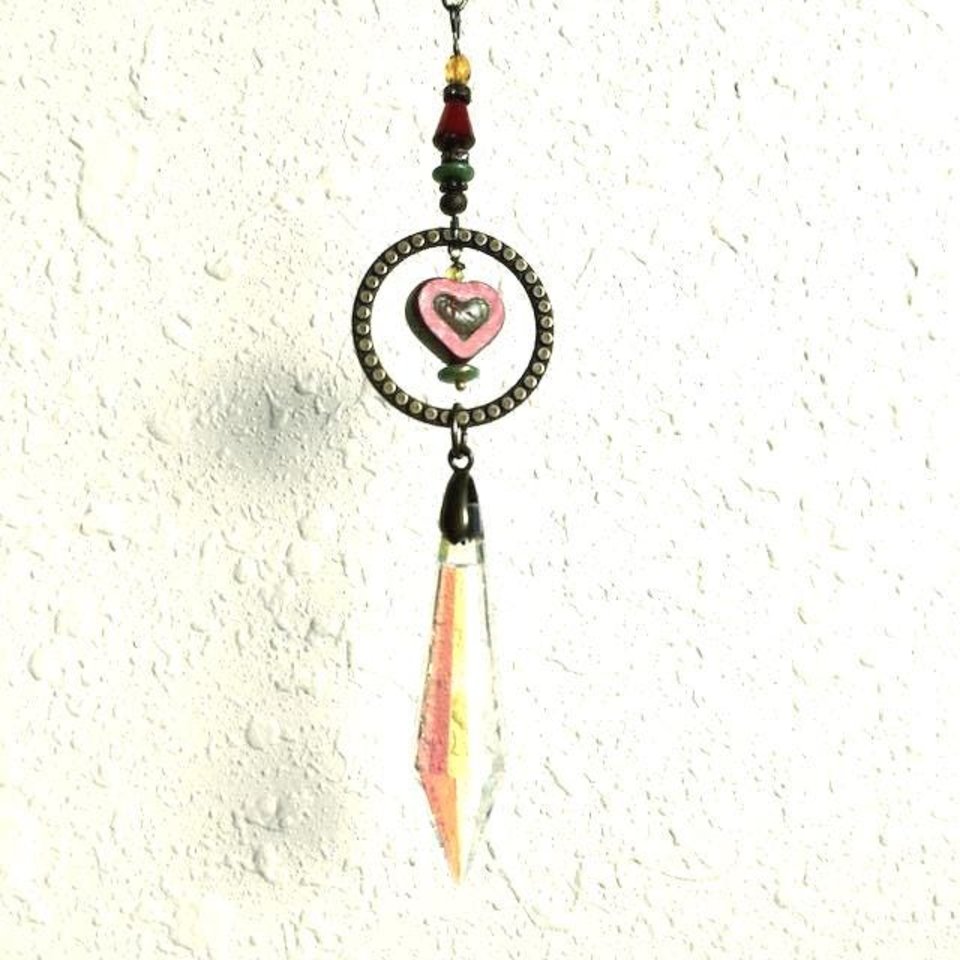 Boho Heart Crystal Sun Catcher: Window & Garden Decor, Asfour, Czech Beads