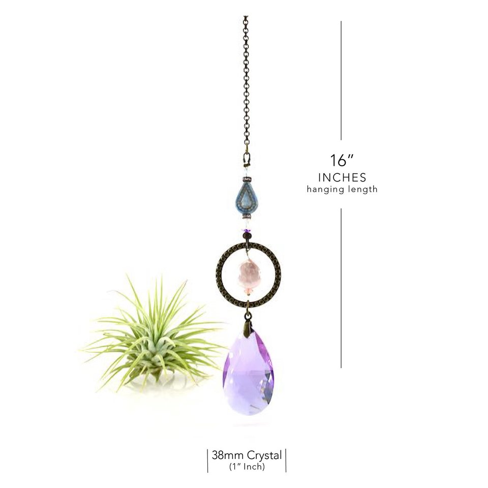 Purple Sun Catcher: Asfour Crystal, Keshi Pearl & Czech Beads