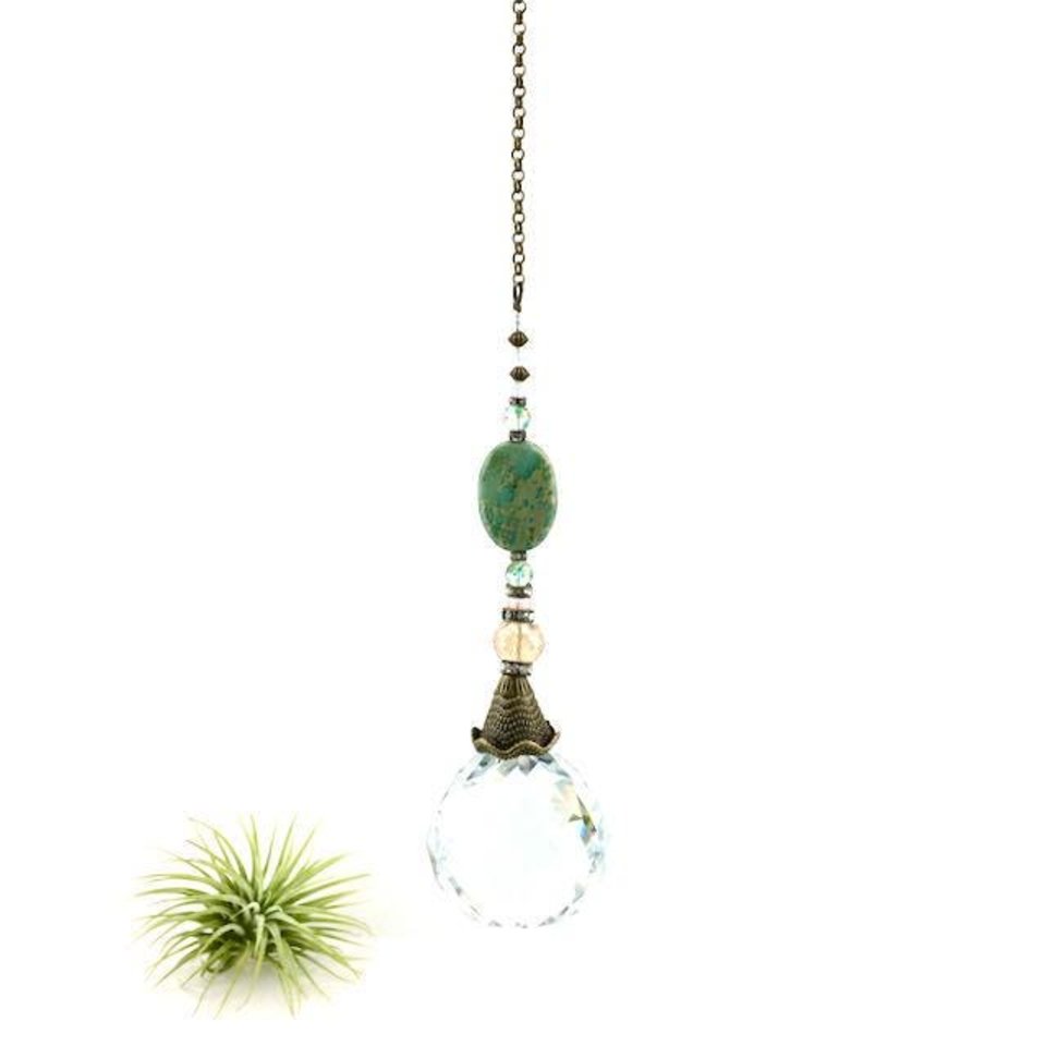 Jasper Gemstone Sun Catcher, 40mm Crystal Sphere, Rainbow Maker