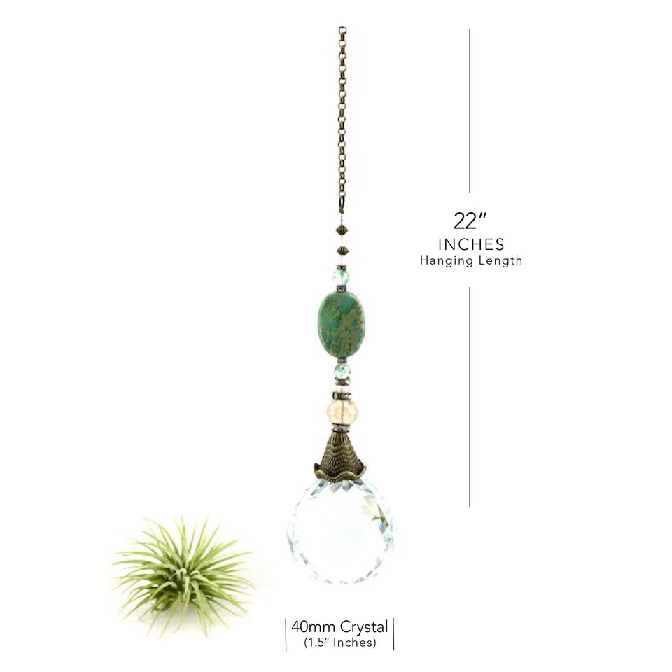 Jasper Gemstone Sun Catcher, 40mm Crystal Sphere, Rainbow Maker