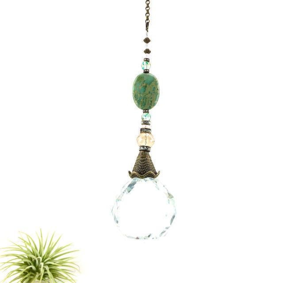 Jasper Gemstone Sun Catcher, 40mm Crystal Sphere, Rainbow Maker