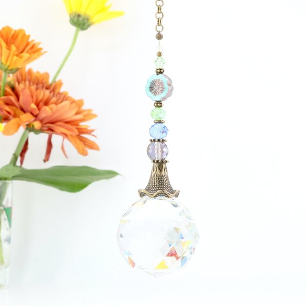 Elegant Sun Catcher – Large Crystal, Epic Rainbow Maker – Brighten Your Window or Garden 