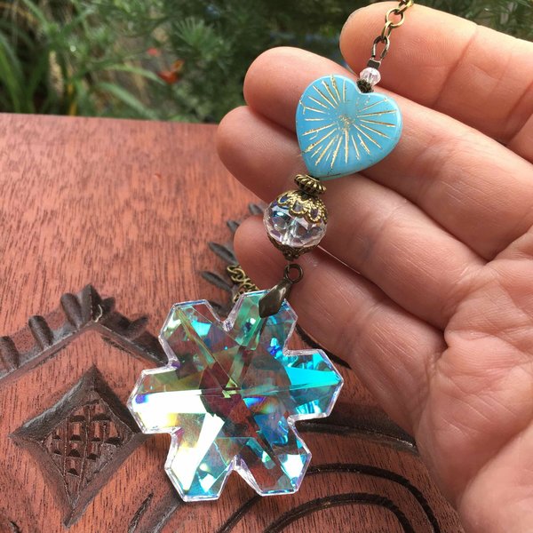 Very Large, Snowflake Crystal Sun Catcher for Window, Unique, 50mm, Boho Hanging, Rainbow Maker, Home, Garden, Gift, 2 DirtyBirds Boutique