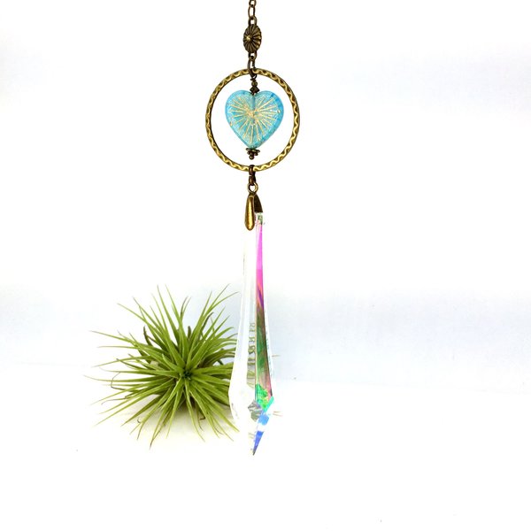 Sun Catcher, Lovely Heart, Crystal Prism, Crystal Hanging for Windows, XLG 100mm, Rainbow Maker, Home, Garden, Gift, 2 DirtyBirds Boutique