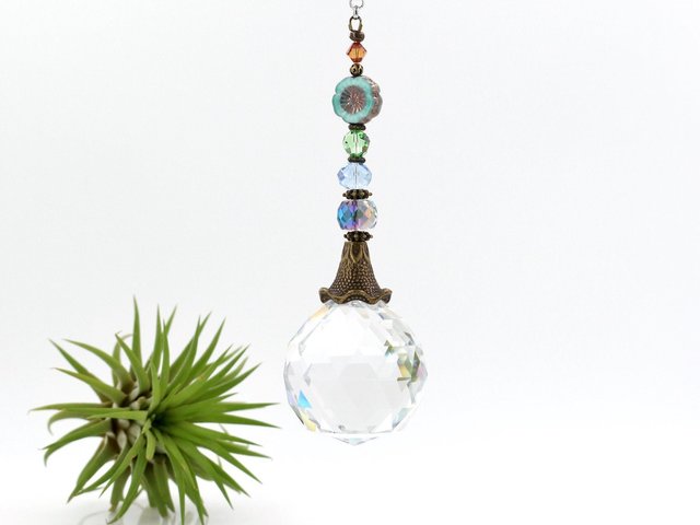 Simple and Elegant, Sun Catcher, Crystal Prism, Rainbow Maker, Crystal, Large, 40mm, Home, Window, Garden, Gift, 2 Dirty Birds Boutique
