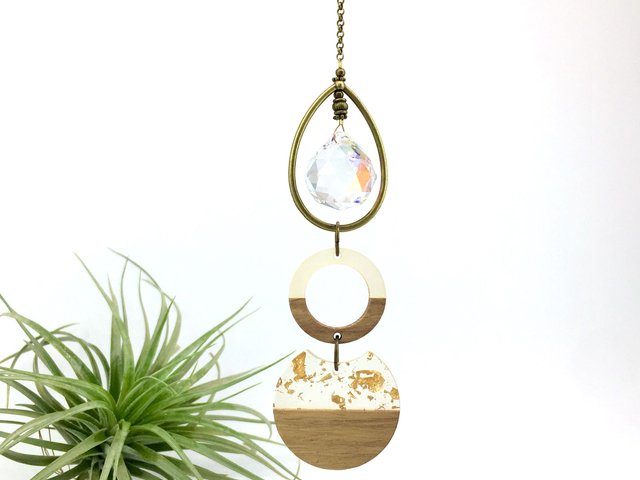 Sun Catcher, Unique, Gold Leaf, Rainbow Maker, Ornament, Crystal Hanging, 20mm, Window Hanging, Car Crystal, Gift, 2 Dirty Birds Boutique