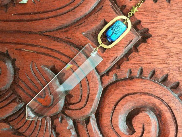 Tree of Life Focal, Sun Catcher, Rare 4" Vintage Colonial Crystal Prism, Sun Catcher for Windows, Home, Garden, Gift, 2 DirtyBirds Boutique