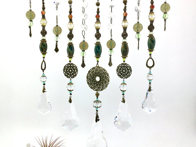 Unique, Beaded Crystal Curtain Hanging, Crystal Sun Catcher, Gemstones, Handmade Curtain, Window Decor, Garden, Home, Gift, 2 Dirty Birds