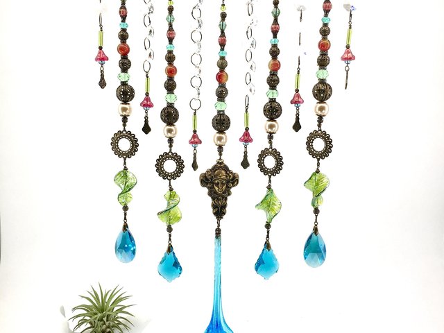 Vintage Murano Beaded Curtain - Vibrant Handmade Boho Crystal Hanging for Home & Garden Decor, Unique Gift Idea