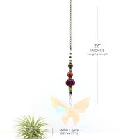 Large Butterfly Crystal Sun Catcher: Boho Rainbow Maker, Gemstone & Crystal Beads