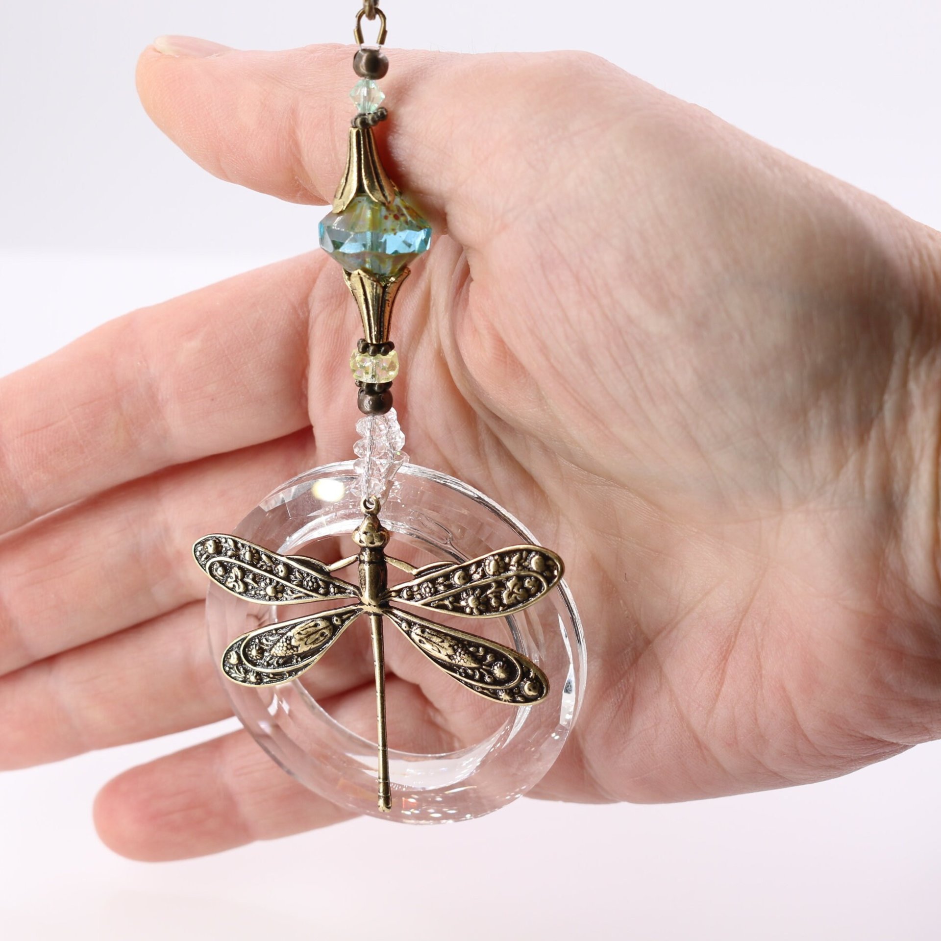 Boho Dragonfly Crystal Sun Catcher - 50mm Prism, Handmade Rainbow Maker for Windows, Perfect Gift from 2 Dirty Birds Boutique