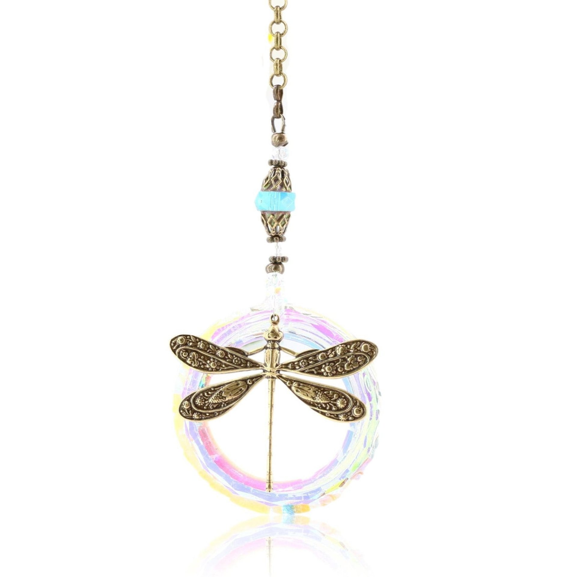 Boho Dragonfly Crystal Sun Catcher - 50mm Prism, Handmade Rainbow Maker for Windows, Perfect Gift from 2 Dirty Birds Boutique