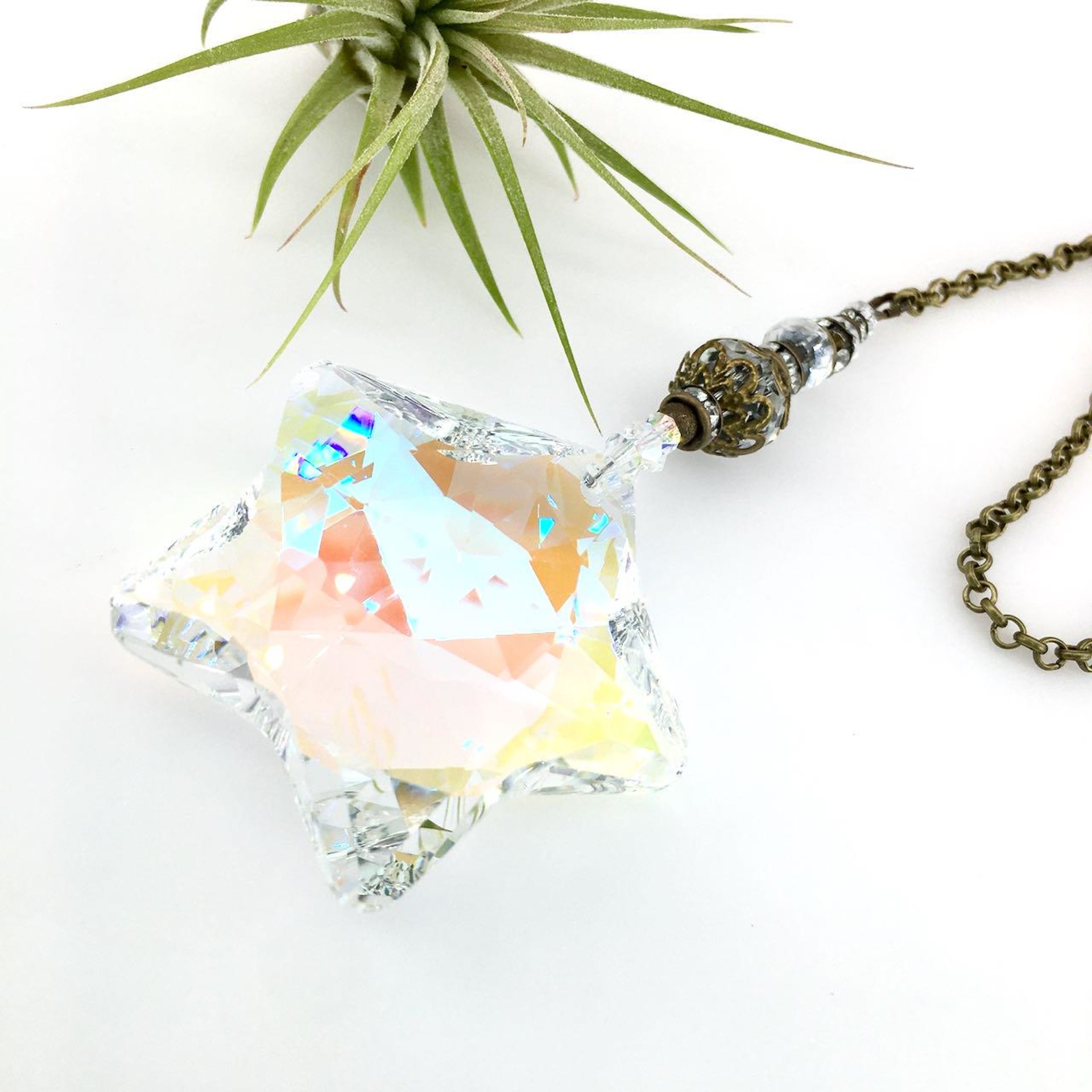 Crystal Star Sun Catcher: Austrian & Czech Beads, Artisan Made
