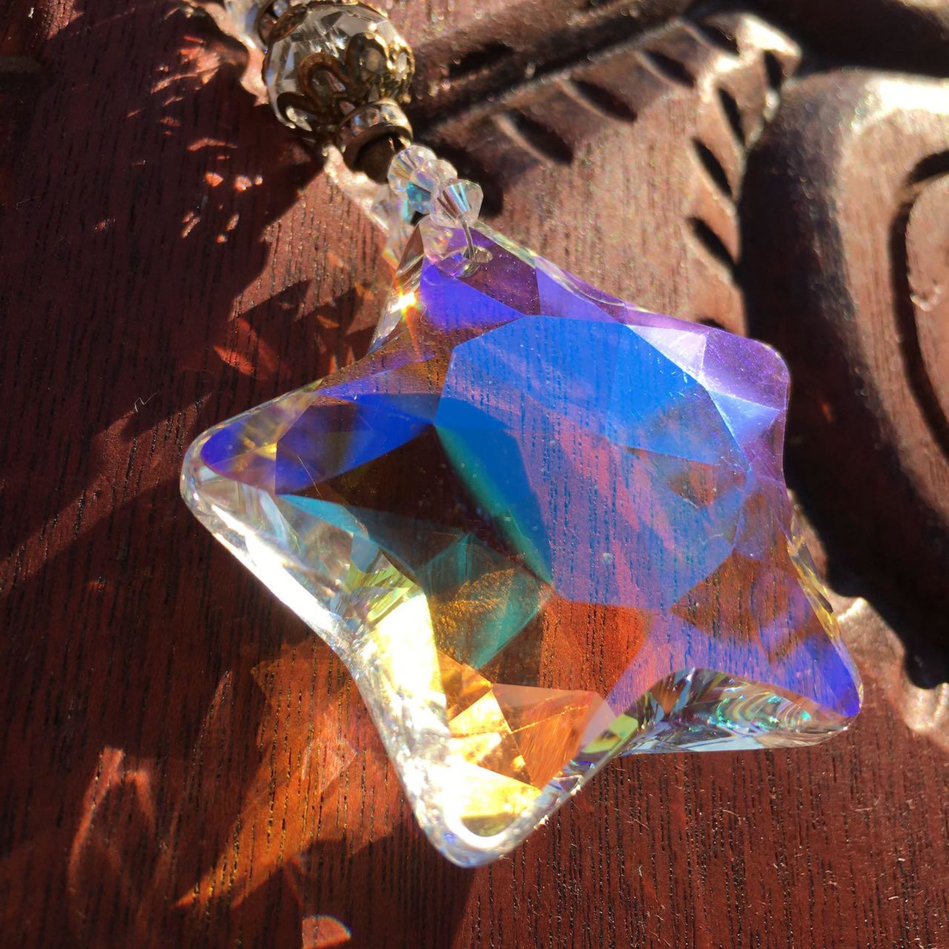 Crystal Star Sun Catcher: Austrian & Czech Beads, Artisan Made