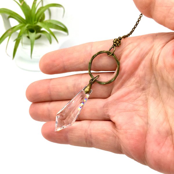 Simple Delicate Sun Catcher for Window - Handmade Crystal Hanging, 38mm, Rainbow Maker, Home, Car Charm, Gift