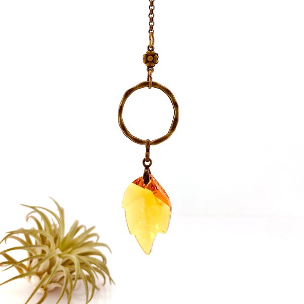 Golden Boho Sun Catcher - 40mm Stamped Strass, Crystal Window Hanging, Rainbow Light Prism, Home or Car Charm, Gift - 2 DirtyBirds Boutique